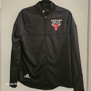 Adidas Black Bomber Jacket with Chicago Bulls Logo Womens L